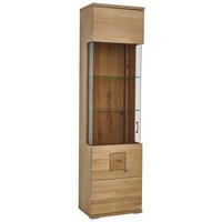 Vitrine Kansas - Alteiche/Silberfarben, KONVENTIONELL, Glas/Holz (55/208,6/37,4cm) - Livetastic