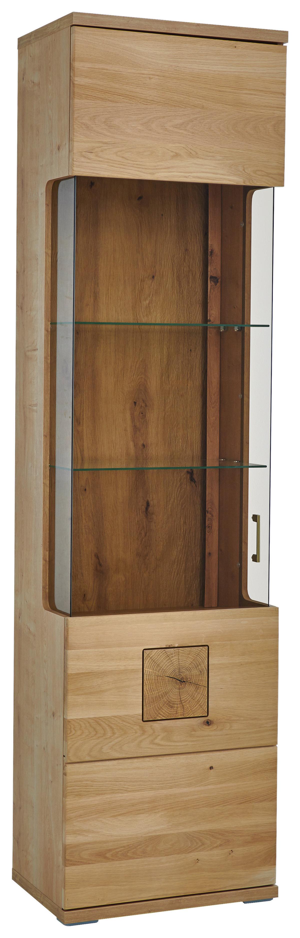 Wohnwand Kansas - Alteiche/Silberfarben, KONVENTIONELL, Glas/Holz (330/208,3/50,2cm) - Livetastic