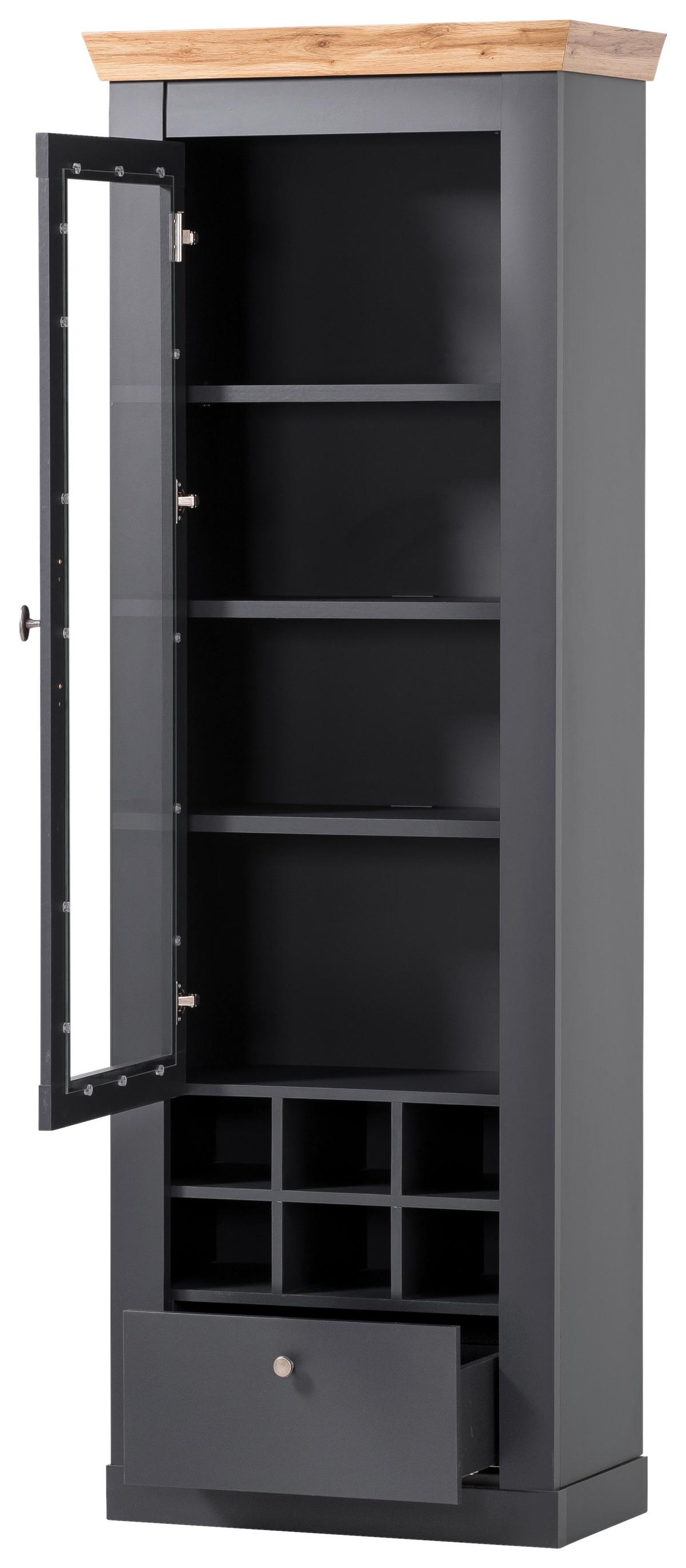 Vitrine Catania Anthrazit/Eiche B: 72cm - Anthrazit/Eiche Wotan, Design, Holzwerkstoff (72/201/38cm) - MID.YOU