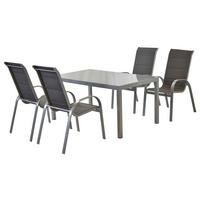 Gartenmöbel Set 5-tlg Amalfi di Lusso Metall/Textil - Anthrazit/Silberfarben, MODERN, Textil/Metall - Gardenson