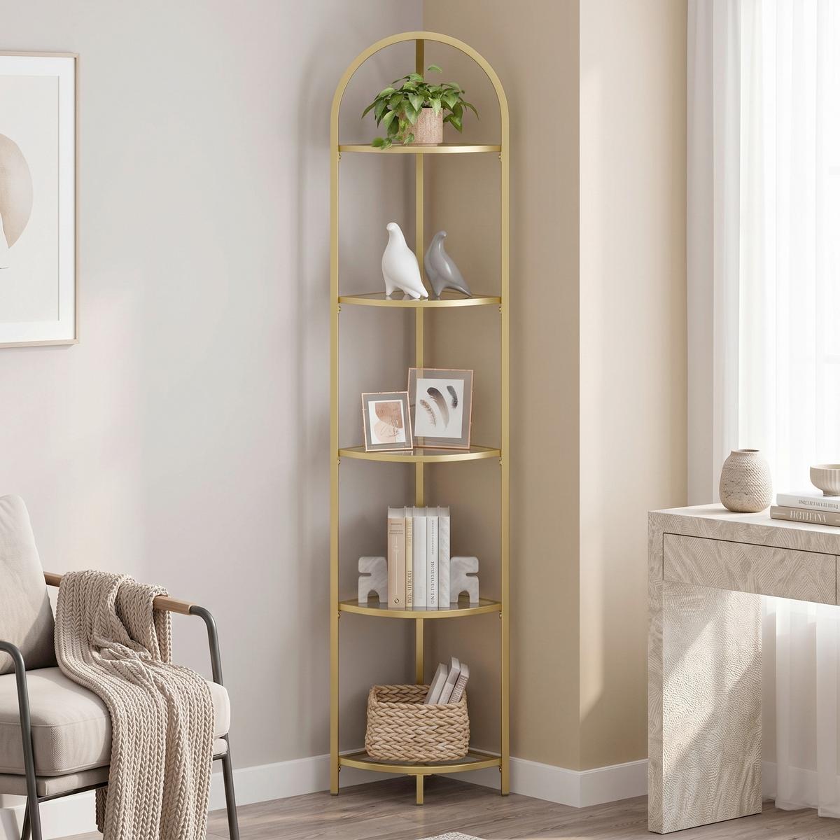 ECKREGAL Goldfarben B: 28 cm - Goldfarben, Trend, Glas/Metall (28/158/28cm) - MID.YOU