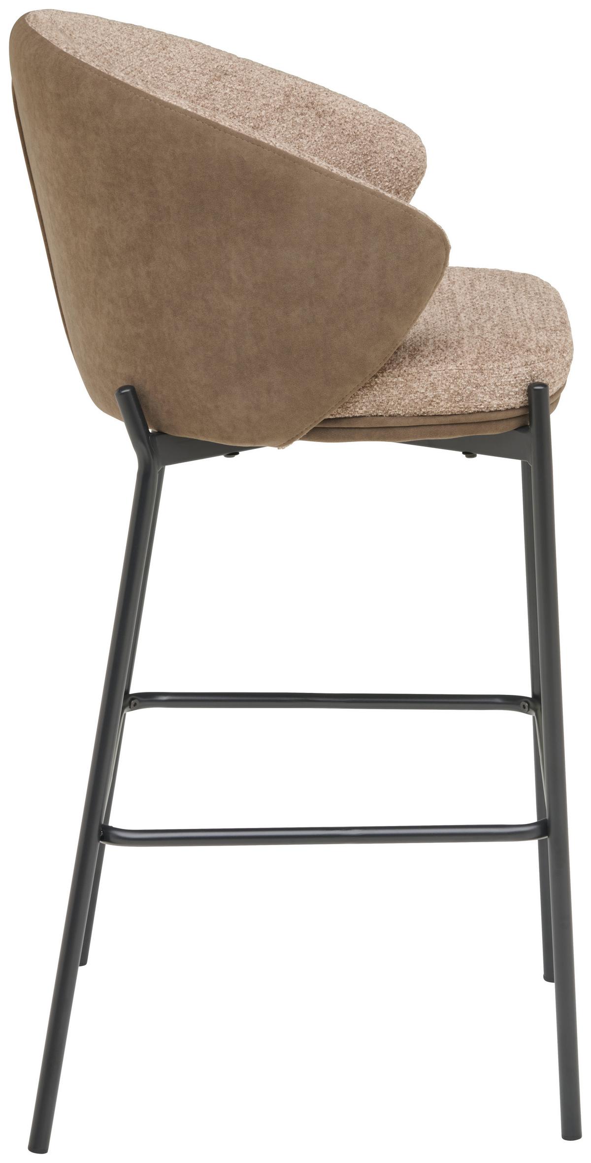 Barhocker Corey Textil Braun B: 53,5 Cm - Schwarz/Braun, MODERN, Textil/Metall (53,5/101/54cm) - MID.YOU