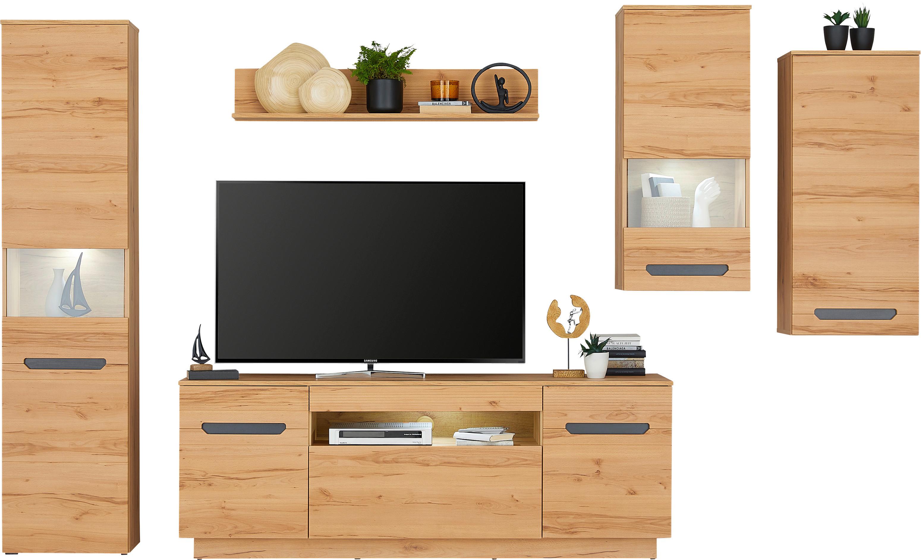 Stapelprogramm Alana - Schwarz, MODERN, Glas/Holzwerkstoff (317/195,4/64,9cm)