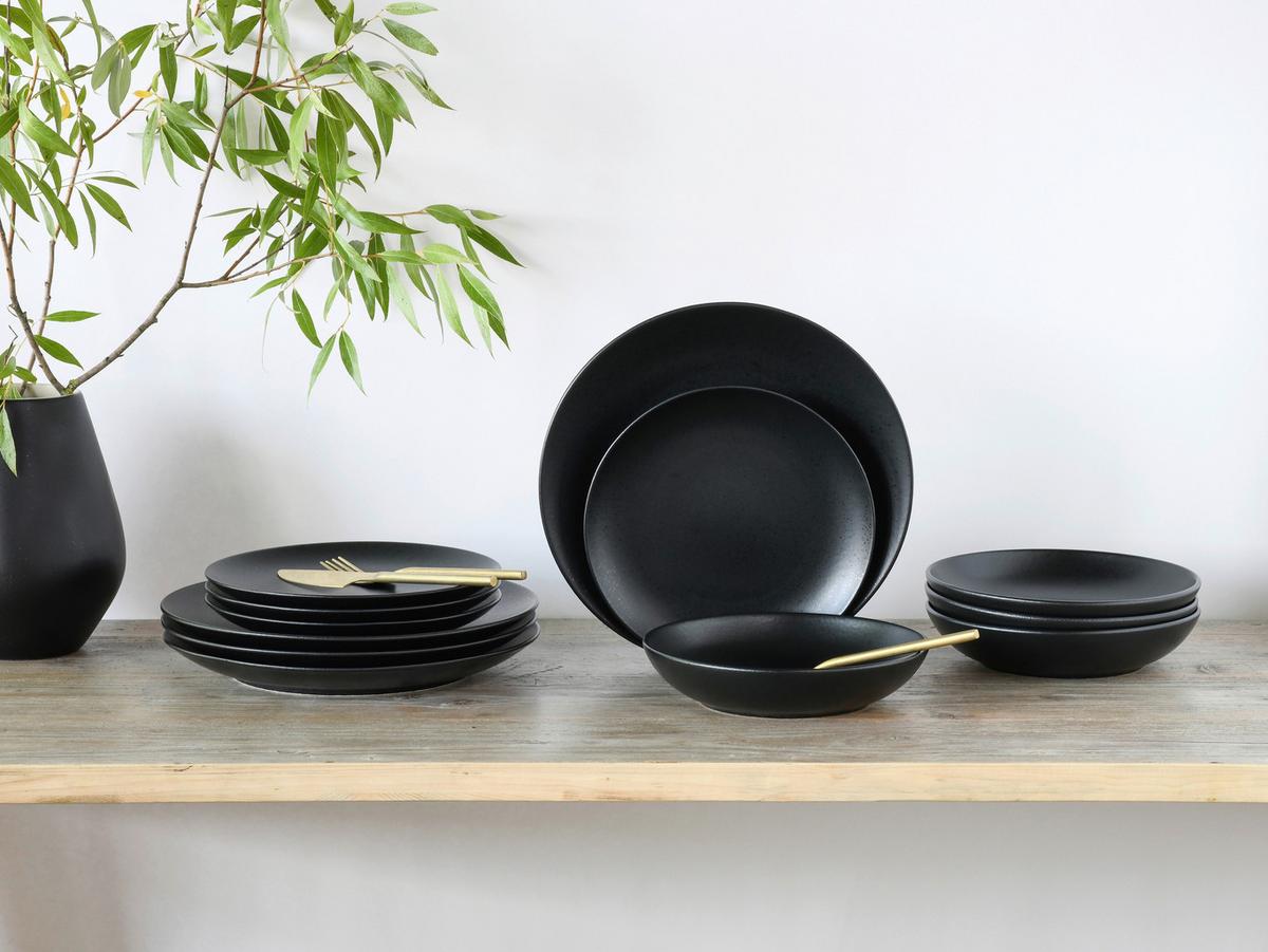 Tafelservice Magic Black Coupe 12--Teilig., Schwarz - Schwarz, Basics, Keramik - Creatable