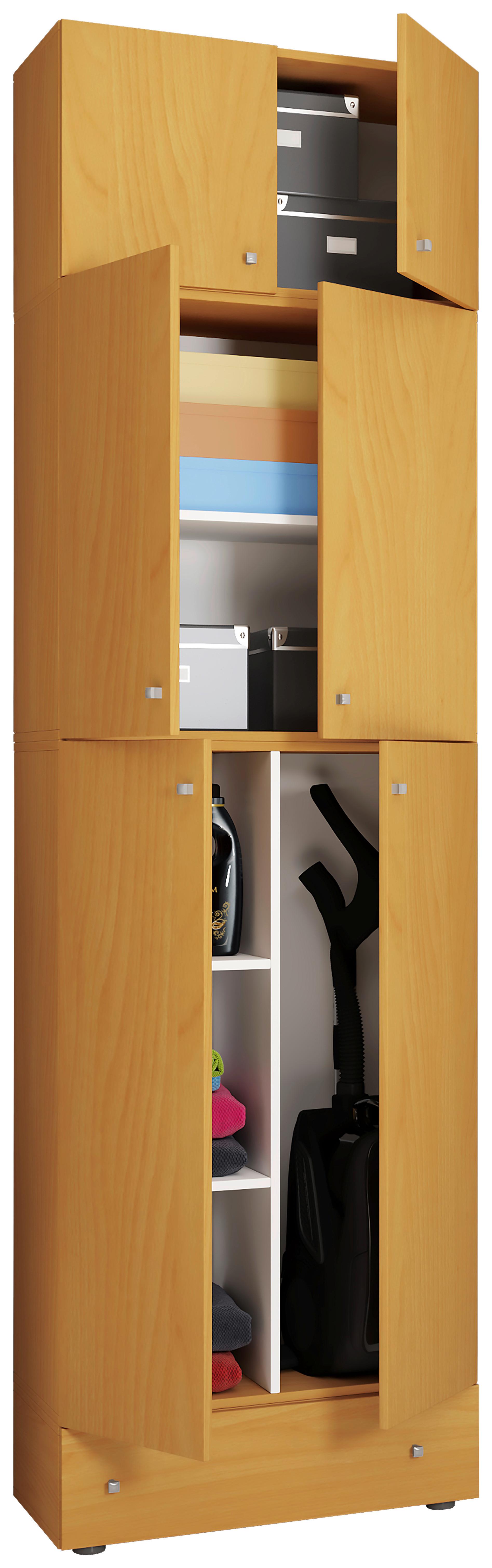Mehrzweckschrank Lona XXL Buche Dekor BxH: 70x240 cm - Buchefarben/Schwarz, MODERN, Holzwerkstoff (70/240/39cm) - MID.YOU