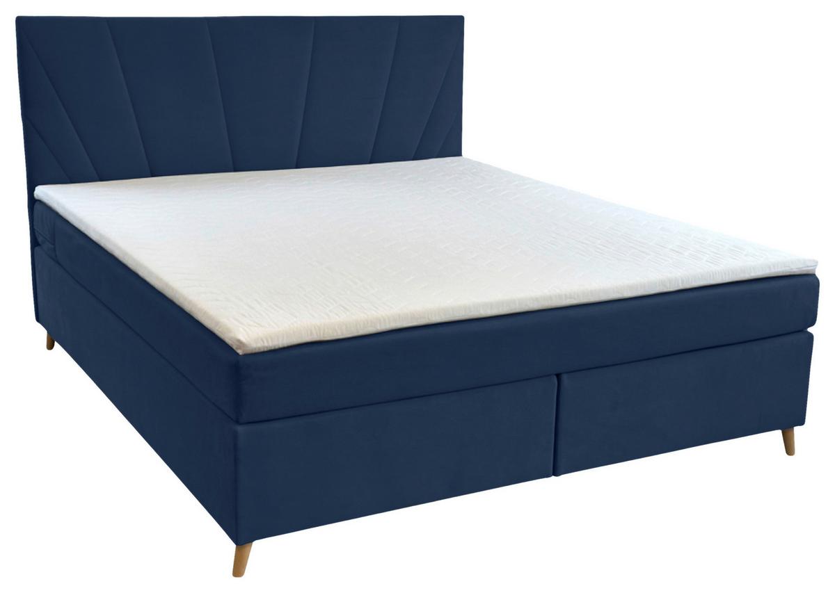 Boxbett Mit Topper Lucia 180x200 Cm Dunkelblau - Dunkelblau, Basics, Holzwerkstoff/Textil (180/200cm) - Livetastic