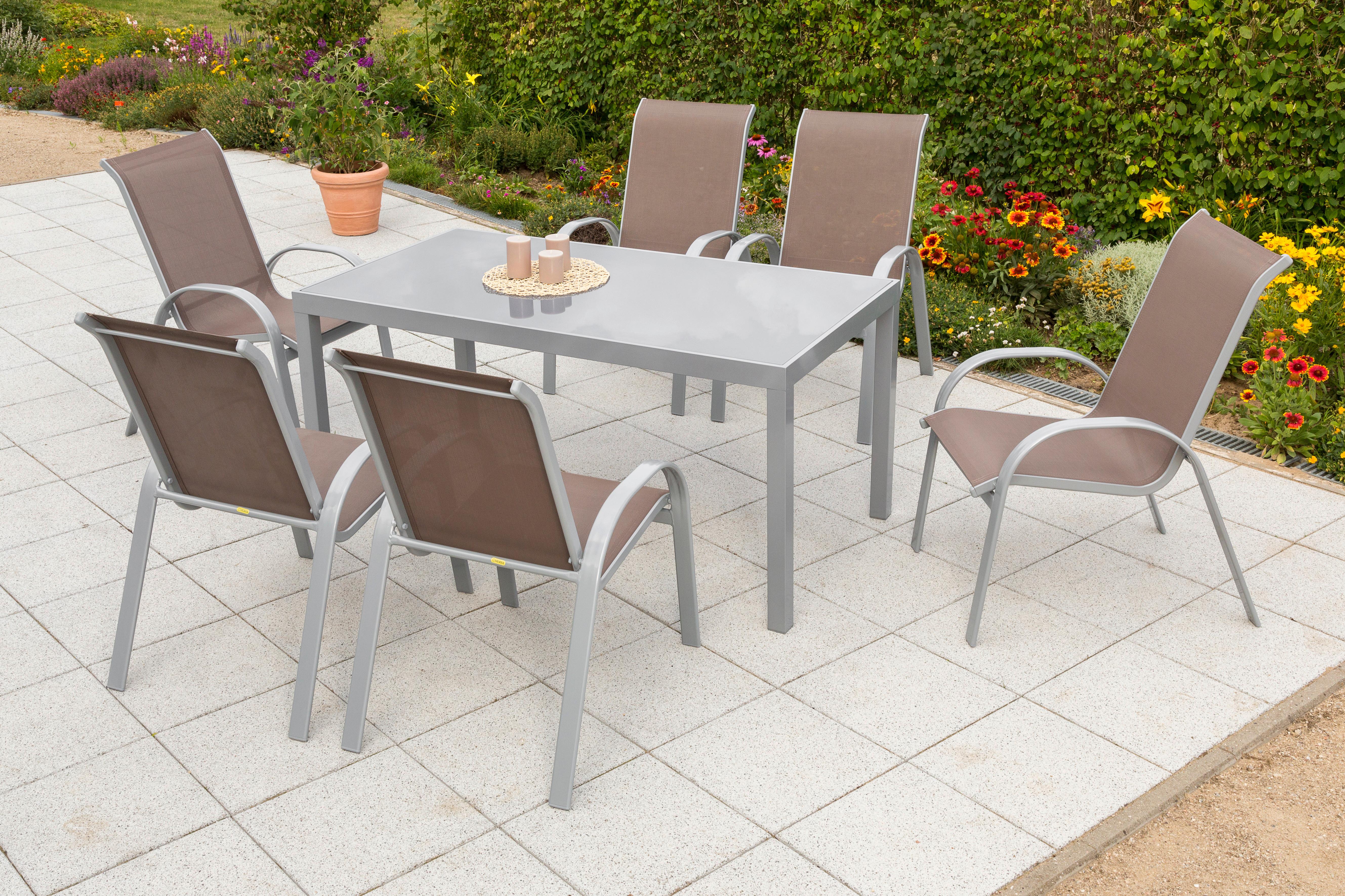 Gartenset Amalfi - Taupe/Silberfarben, MODERN, Textil/Metall - Gardenson