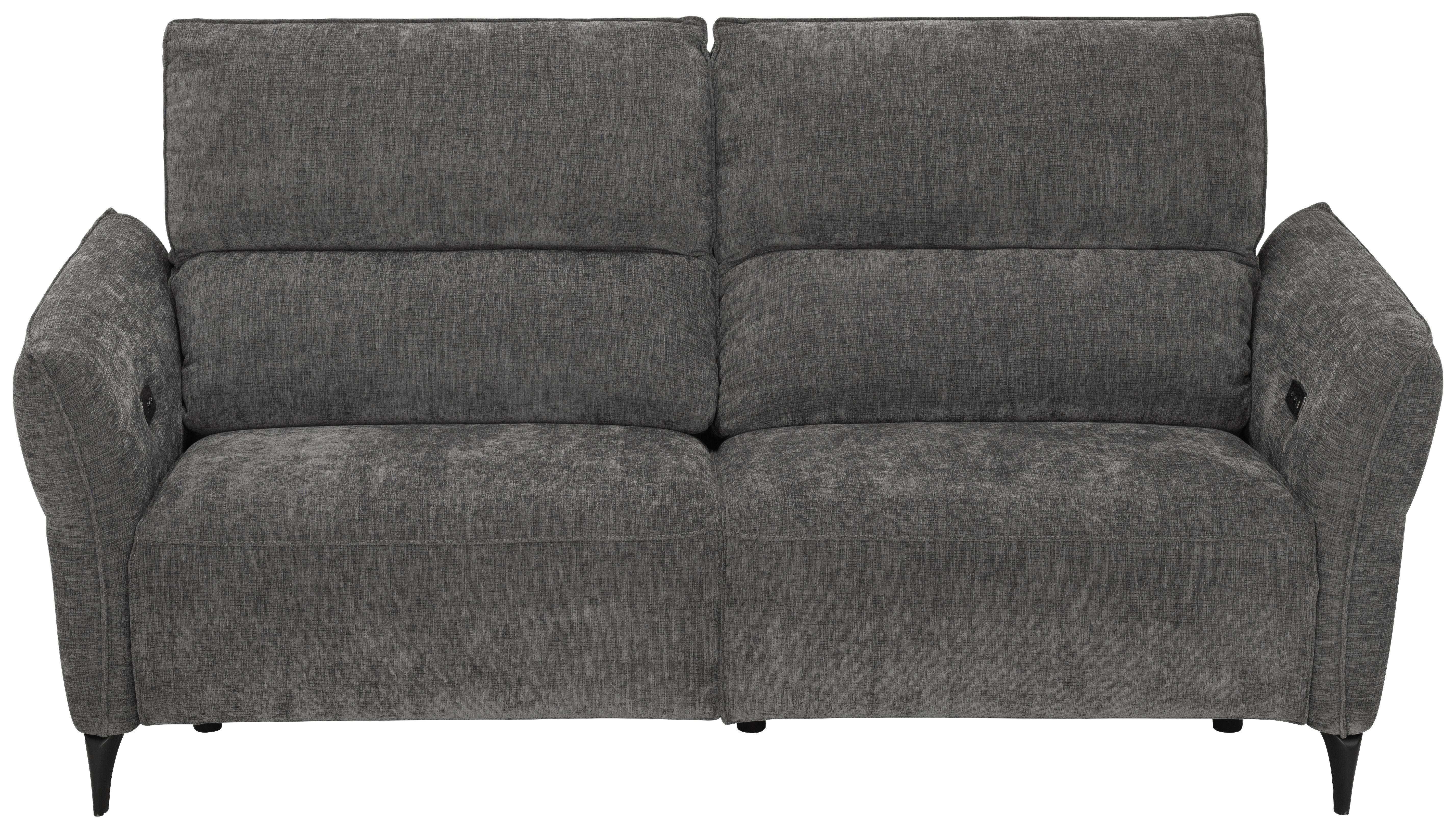 Dvoumístná pohovka CAPE TOWN, šedá, eletrická relax.funkce - černá/tmavě šedá, Moderní, kov/dřevo (200/98/93cm) - Mömax