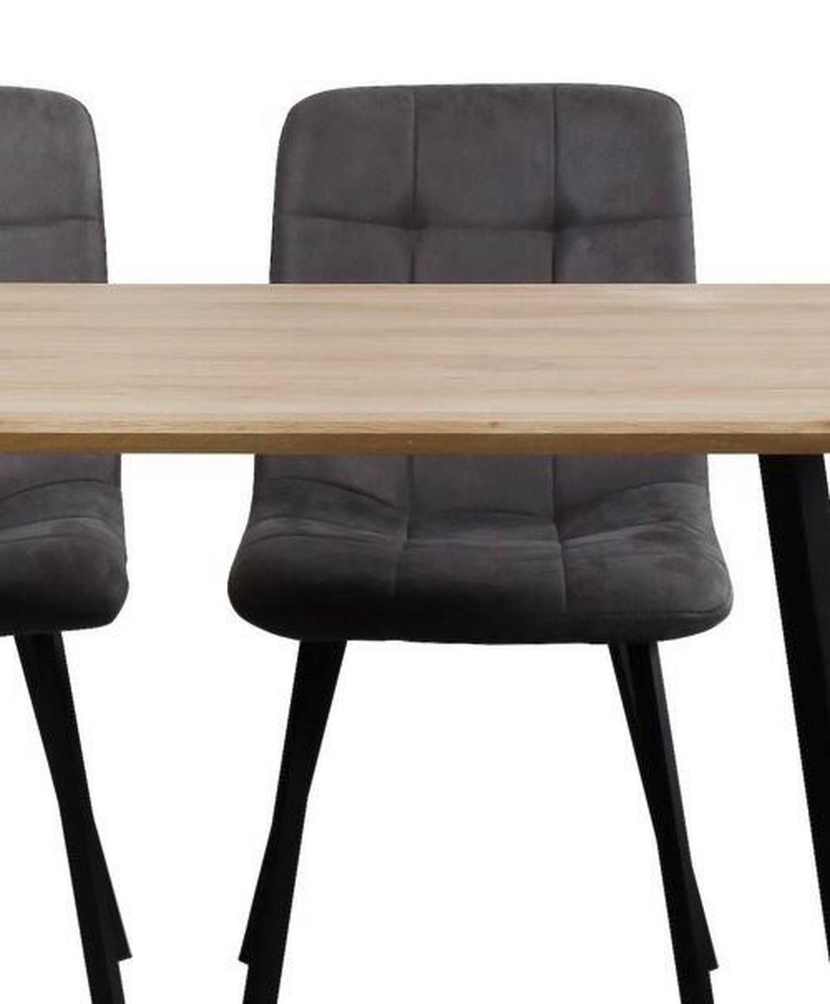 Jídelní set LECH - šedá/černá, Moderní, kov/kompozitní dřevo (140/76/80cm)
