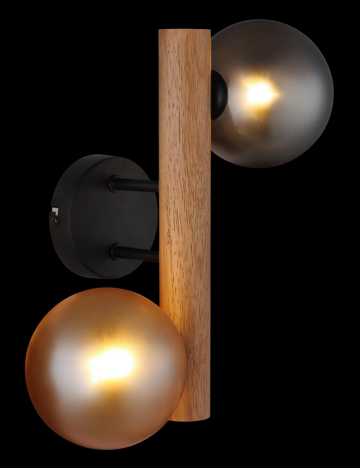 WANDLEUCHTE Exkl. 2xG9 5W - Dunkelbraun/Schwarz, Basics, Glas/Holz (16,5/32cm) - Globo
