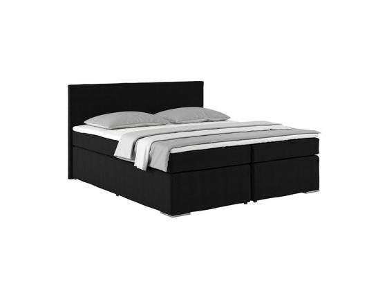 Boxspringbett mit Topper ca.180x200cm Nero, Schwarz - Chromfarben/Schwarz, KONVENTIONELL, Textil (180/200cm) Boxspringbett mit Topper ca.180x200cm Nero, Schwarz - Chromfarben/Schwarz, KONVENTIONELL, Textil (180/200cm)