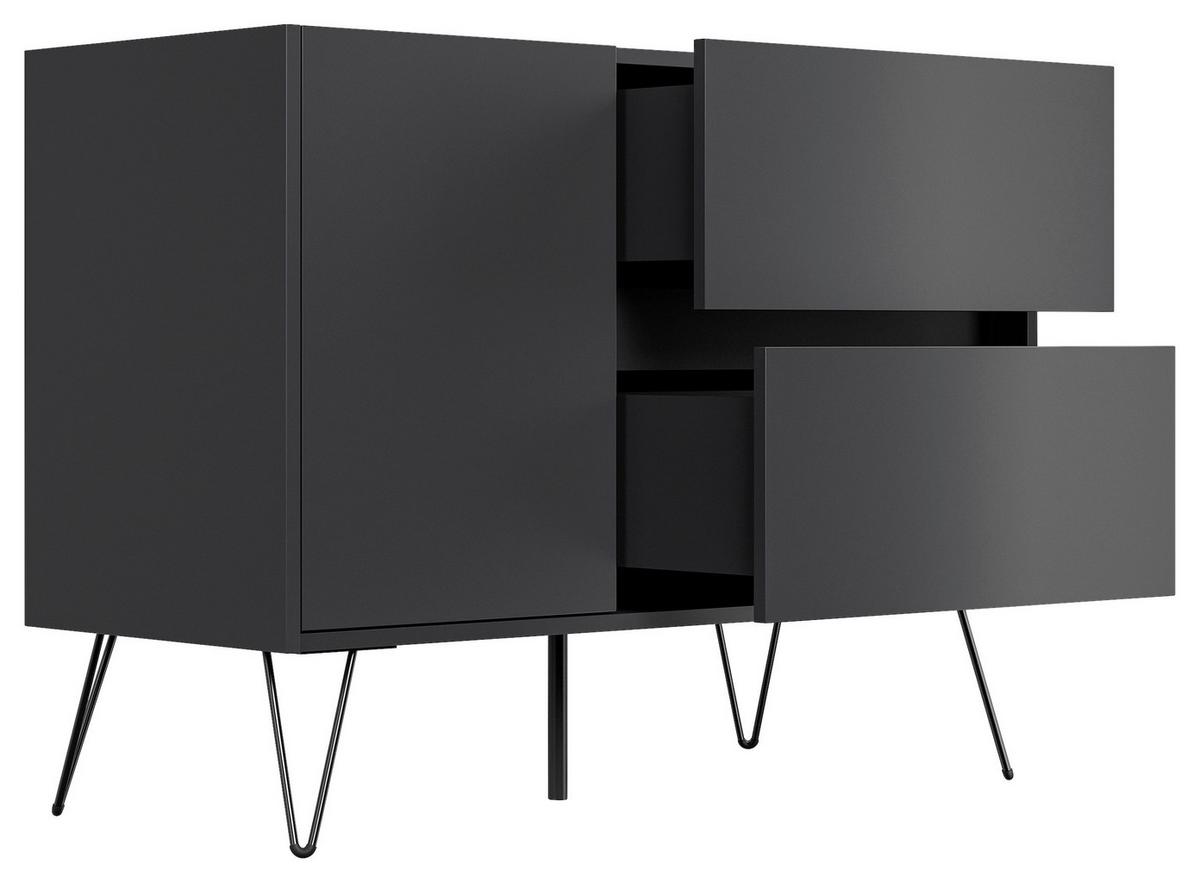Sideboard Posseik Industrial Graphitfarben B: 99 cm - Schwarz/Graphitfarben, Design, Holzwerkstoff (99/75,8/42cm) - P & B