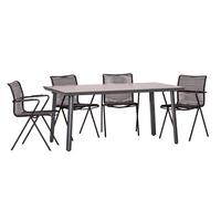 Gartengarnitur 5-Tlg. Metall/Kunststoff - Anthrazit/Schwarz, Basics, Holzwerkstoff/Kunststoff (92/73/160cm) - Gardenson