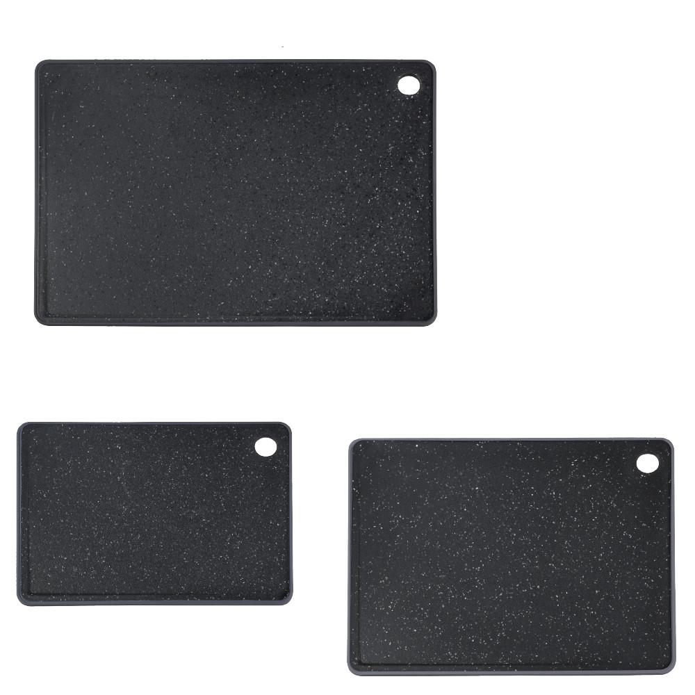Schneidebrett-Set Schwarz 3-teilig - Schwarz, Basics, Kunststoff - Kesper