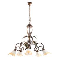 Kronleuchter 4620/5 - Bronzefarben/Olivgrün, Natur, Glas/Metall (90/130cm)