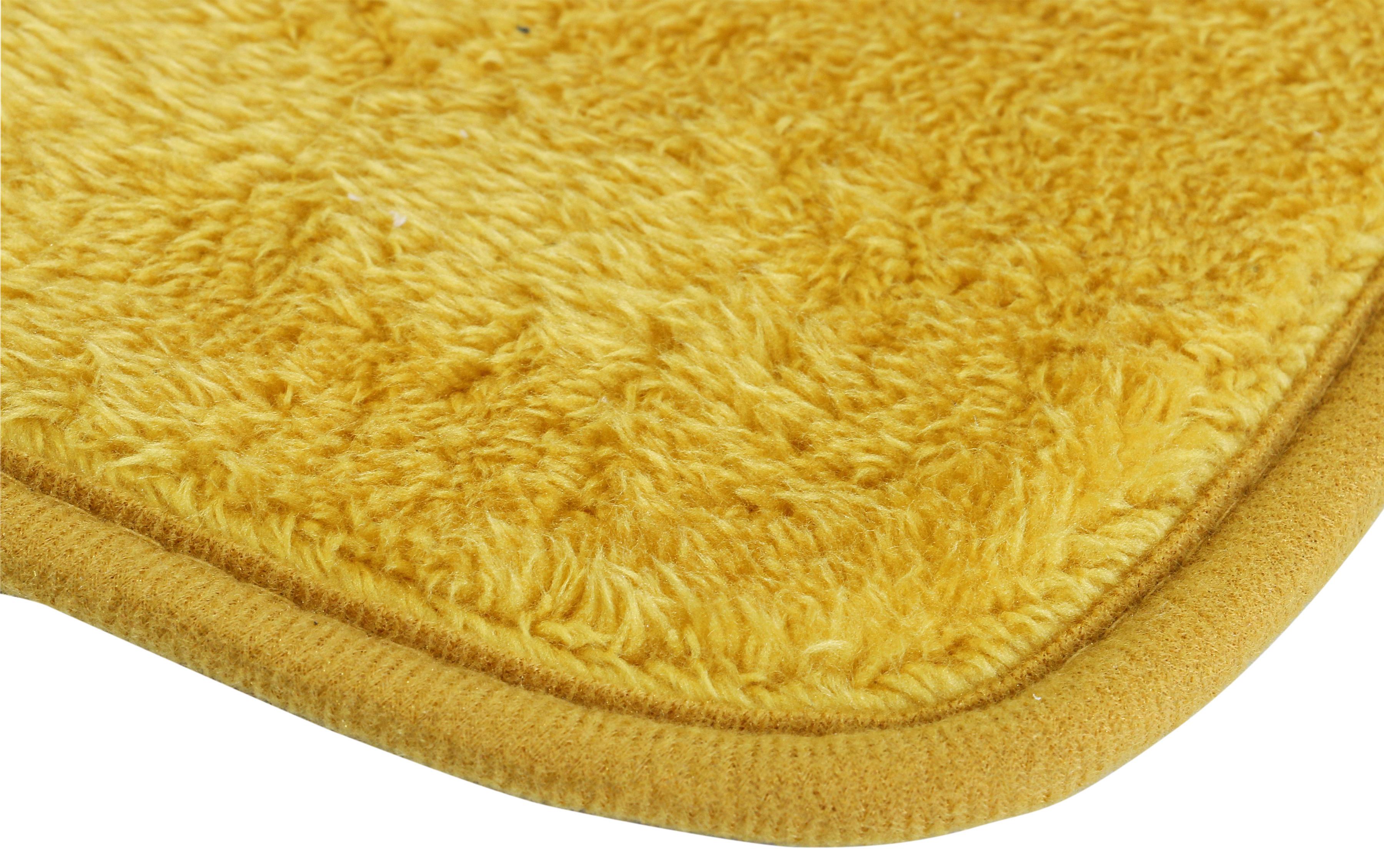 Badematte List 45x70cm Schwarz Waschbar, Rutschhemmend - Gelb, KONVENTIONELL, Textil (45/70cm) - Ondega