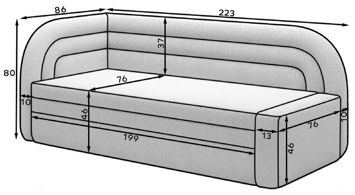 Récamiere Fabillo Links Weiß, B: 86 Cm - Schwarz/Weiß, Design, Textil (86/80/223cm) - P & B