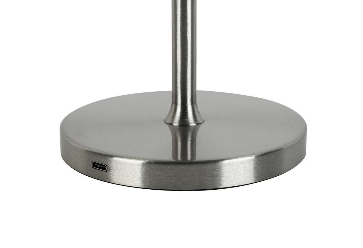 NABÍJATEĽNÁ STOLNÁ LAMPA MUSI - biela/niklová, Modern, kov/plast (12/30cm) - Mömax