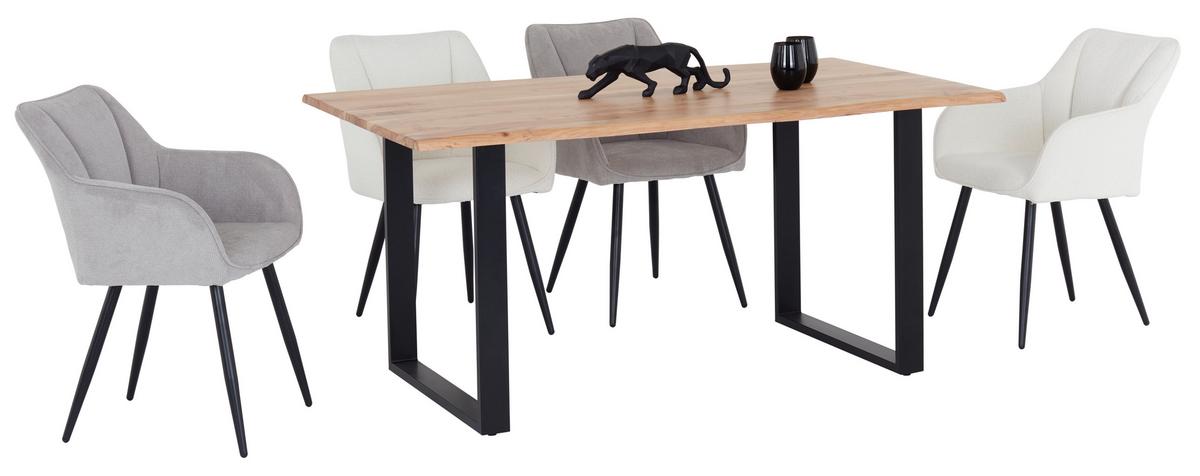 Étkezőasztal Mundra  160 - akácia színű/fekete, Konventionell, fa/fém (160/76/90cm)