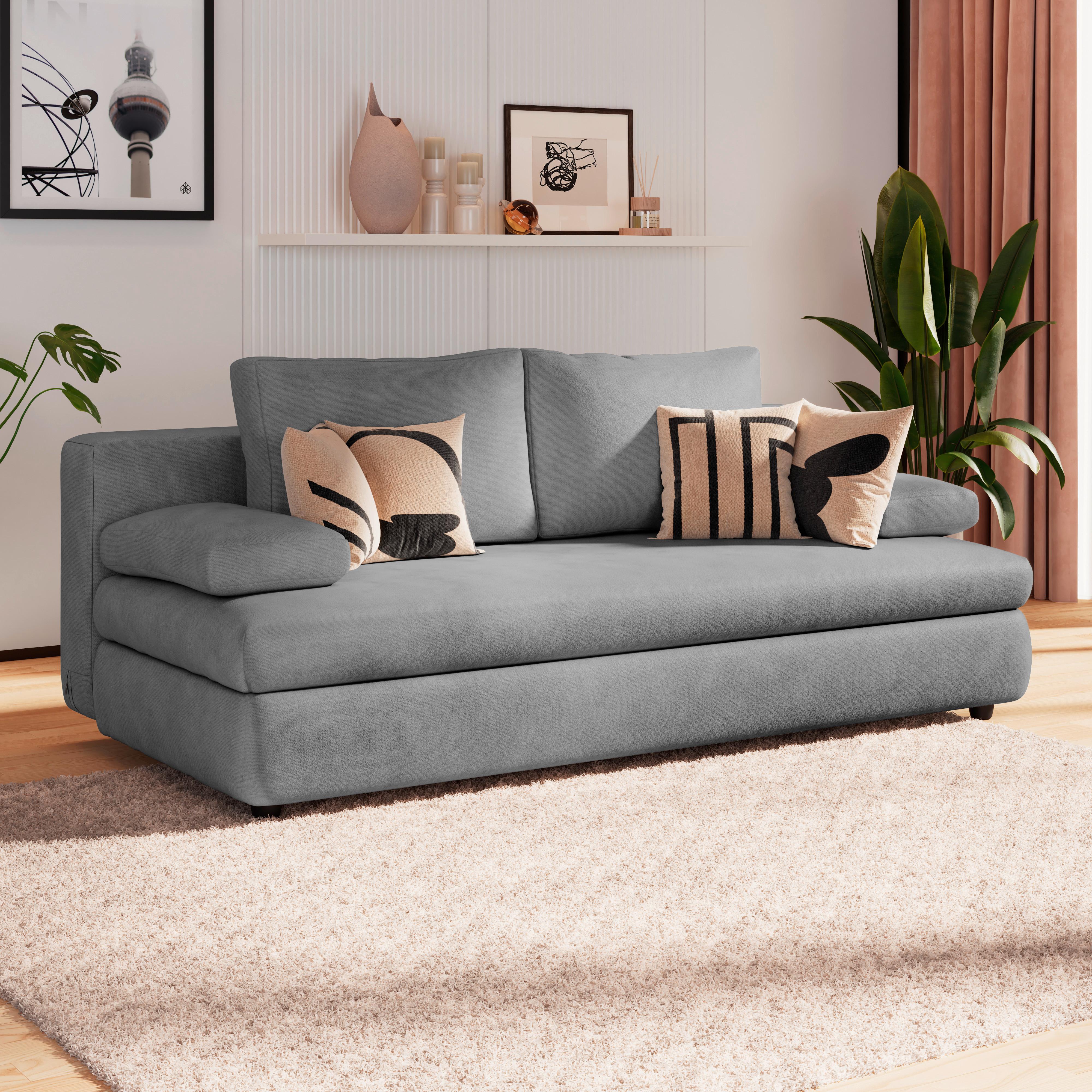 Schlafsofa Oslo Grau, Lf: 200x140 cm - Grau, Trend, Holz/Kunststoff (205/72/100cm)