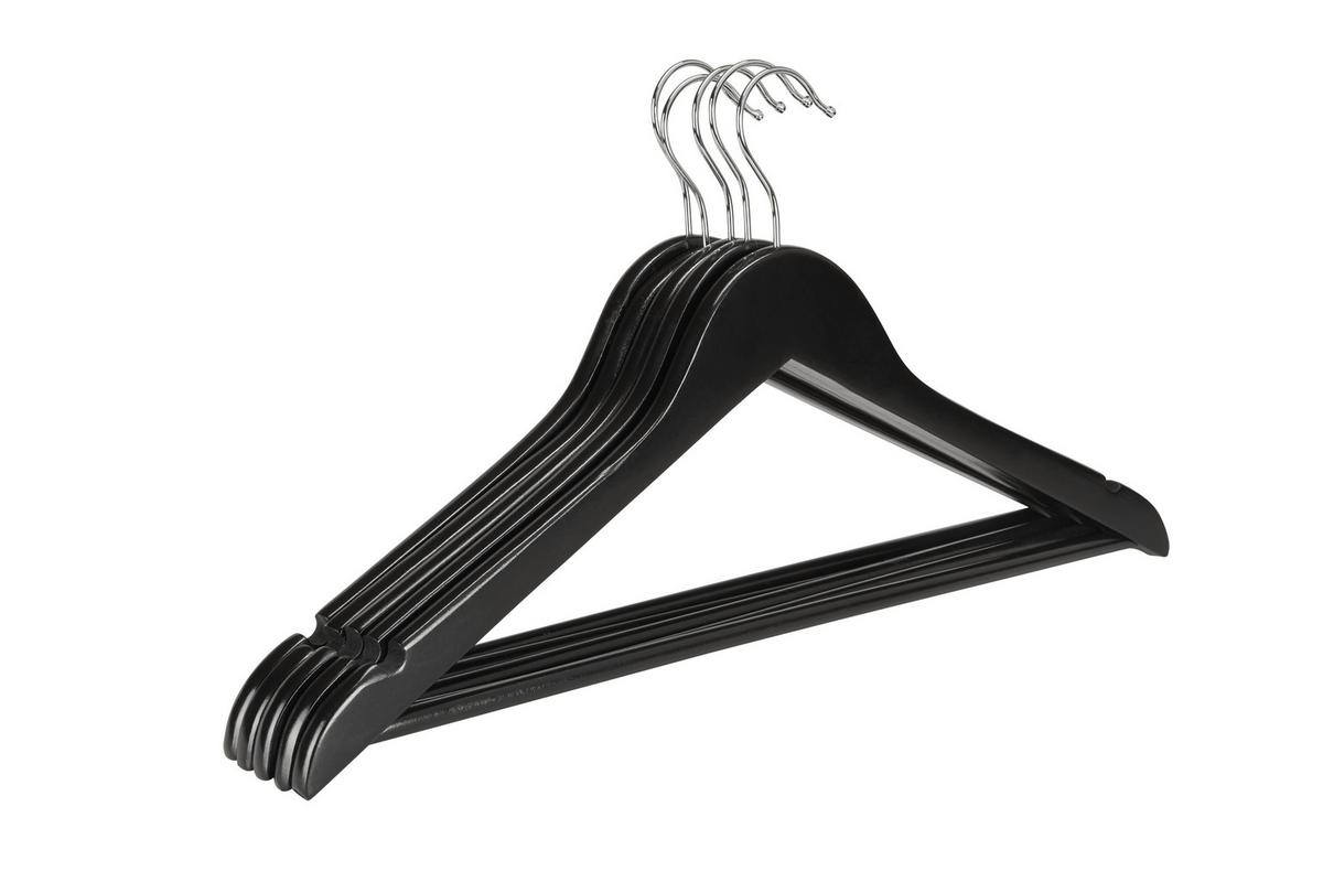 Kleiderbügel Aus Holz Paul 5er-Set - Schwarz/Weiß, KONVENTIONELL, Holz/Metall (44,5/23/1,2cm) - Homezone
