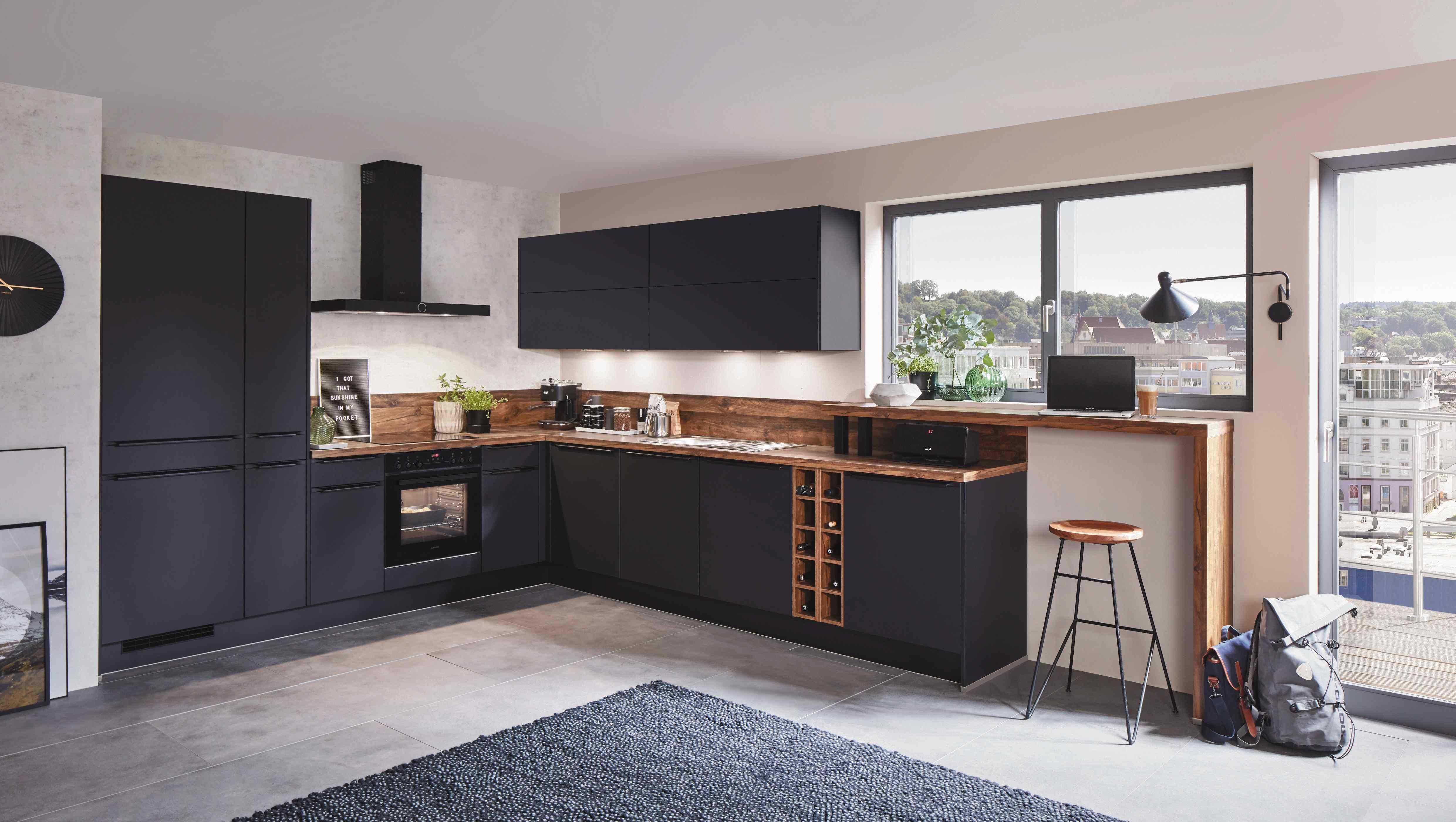 Einbauküche Eastbourne Frei Planbare Einbauküche - Dunkelgrau, MODERN, Holzwerkstoff - Vertico