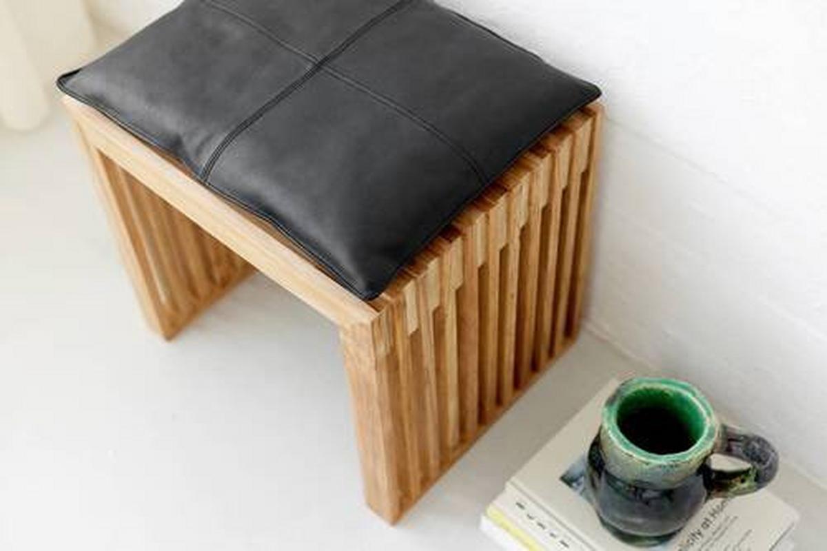 Bankauflage Lederkissen Schwarz B: 45 cm - Schwarz, Design, Leder (45/3/35cm) - MID.YOU