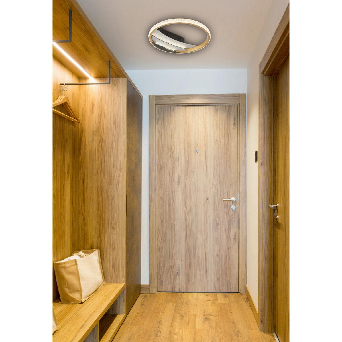 LED-Deckenleuchte Memory-Funktion - Goldfarben/Schwarz, Design, Kunststoff/Metall (29.5/6cm) - Globo