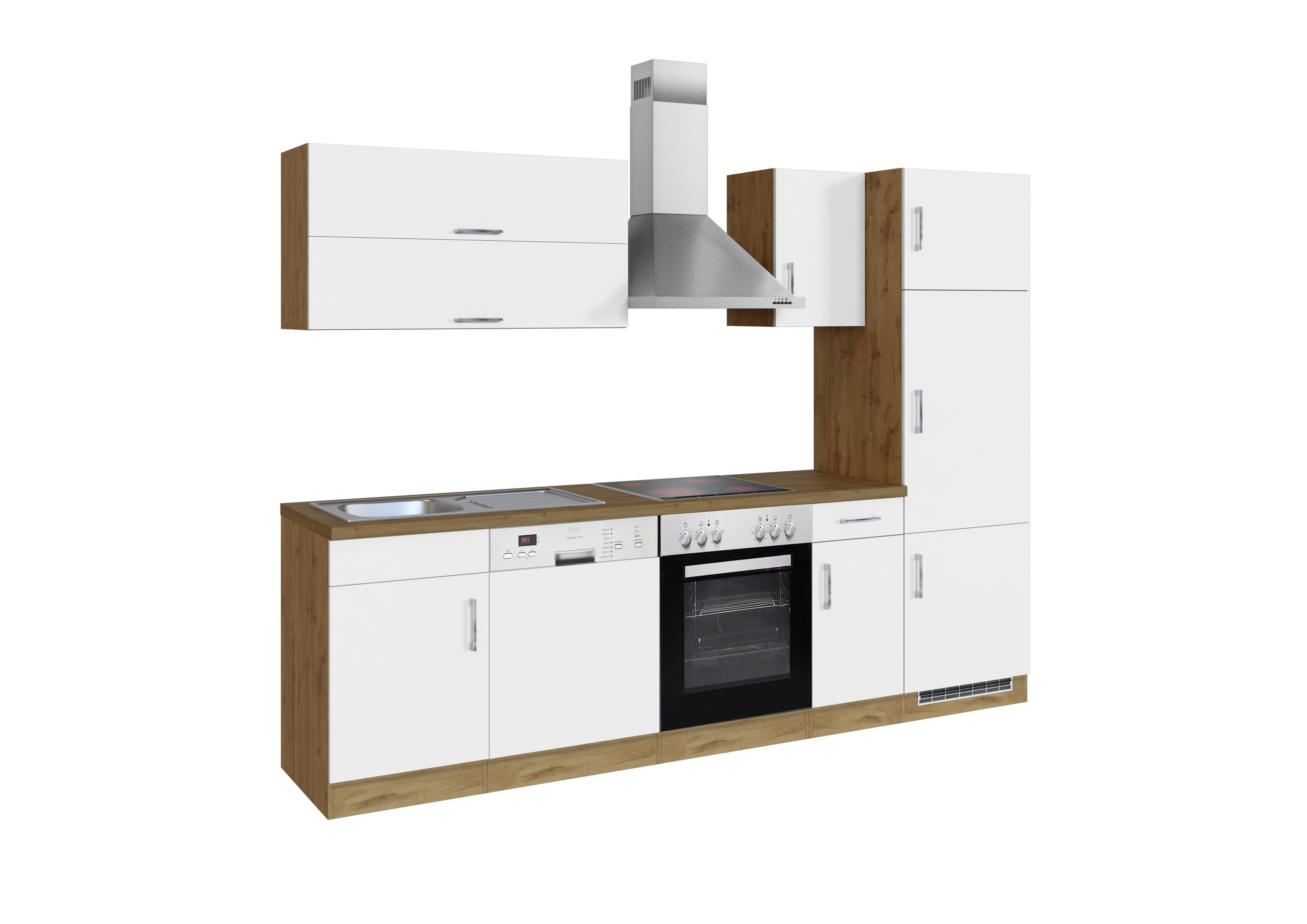 Weiße Küchenzeile mit Geräten Breite ca. 270 cm