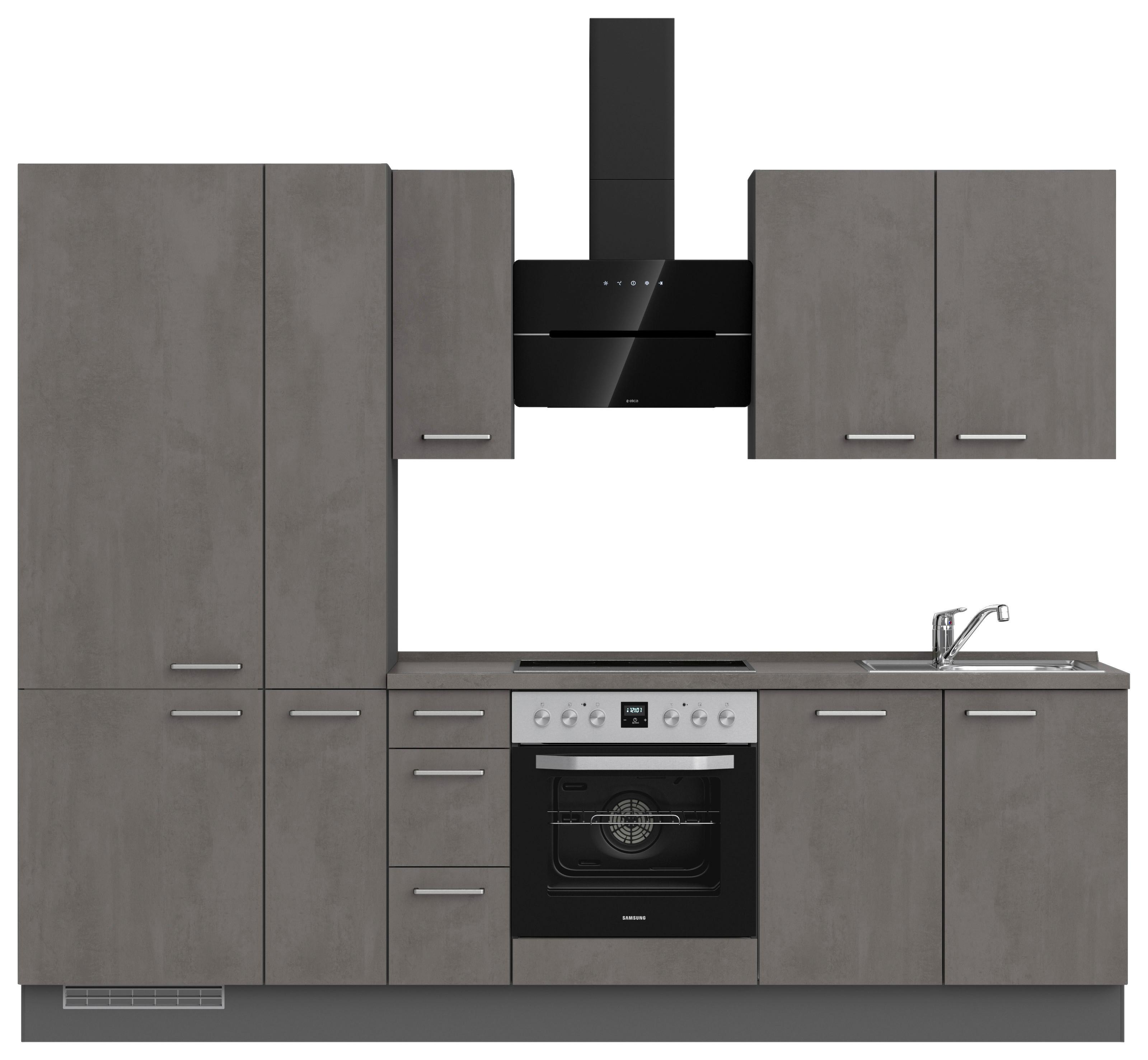 Kuchynská linka 270 cm, bridl.šedý betón/bridl.šedá - farba ušľachtilej ocele/bridlicová, Modern, kov/kompozitné drevo (270cm) - Nobilia