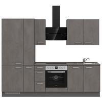 Kuchynská linka 270 cm, bridl.šedý betón/bridl.šedá - farba ušľachtilej ocele/bridlicová, Modern, kov/kompozitné drevo (270cm) - Nobilia