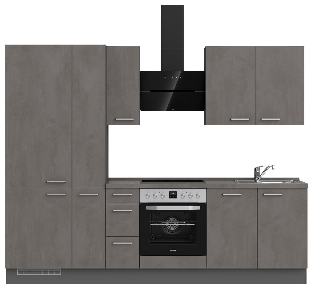 Kuchynská linka 270 cm, bridl.šedý betón/bridl.šedá - farba ušľachtilej ocele/bridlicová, Modern, kov/kompozitné drevo (270cm) - Nobilia