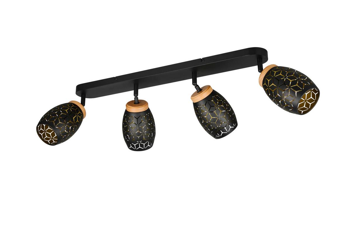 Deckenstrahler Bidar L: 74 Cm Naturfarben Schwarz Goldfarben - Goldfarben/Schwarz, Trend, Holz/Metall (74/27/12cm)