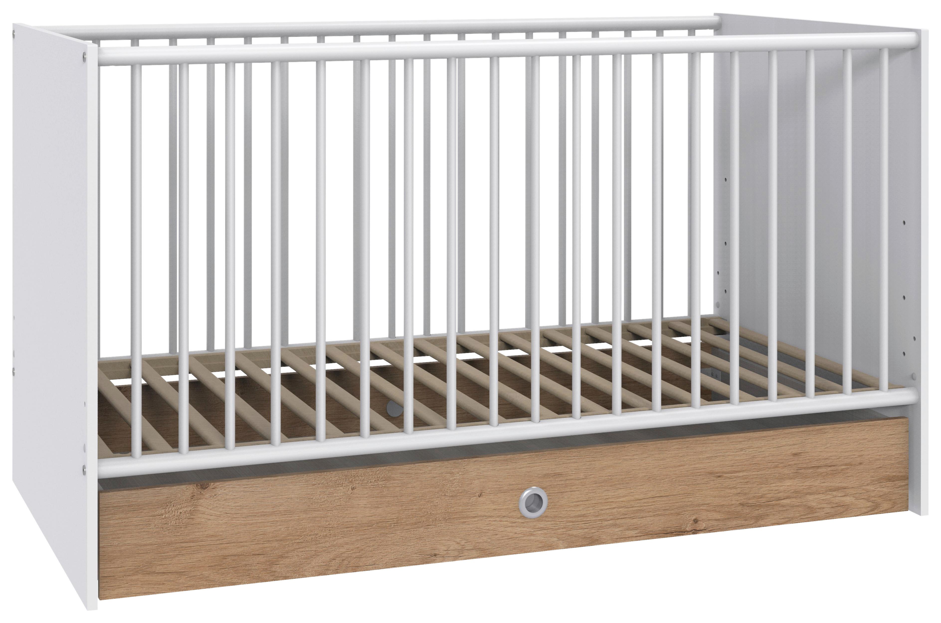 Rácsos Kiságy Gotland - fehér, faalapú anyag (75,5/82/143cm)