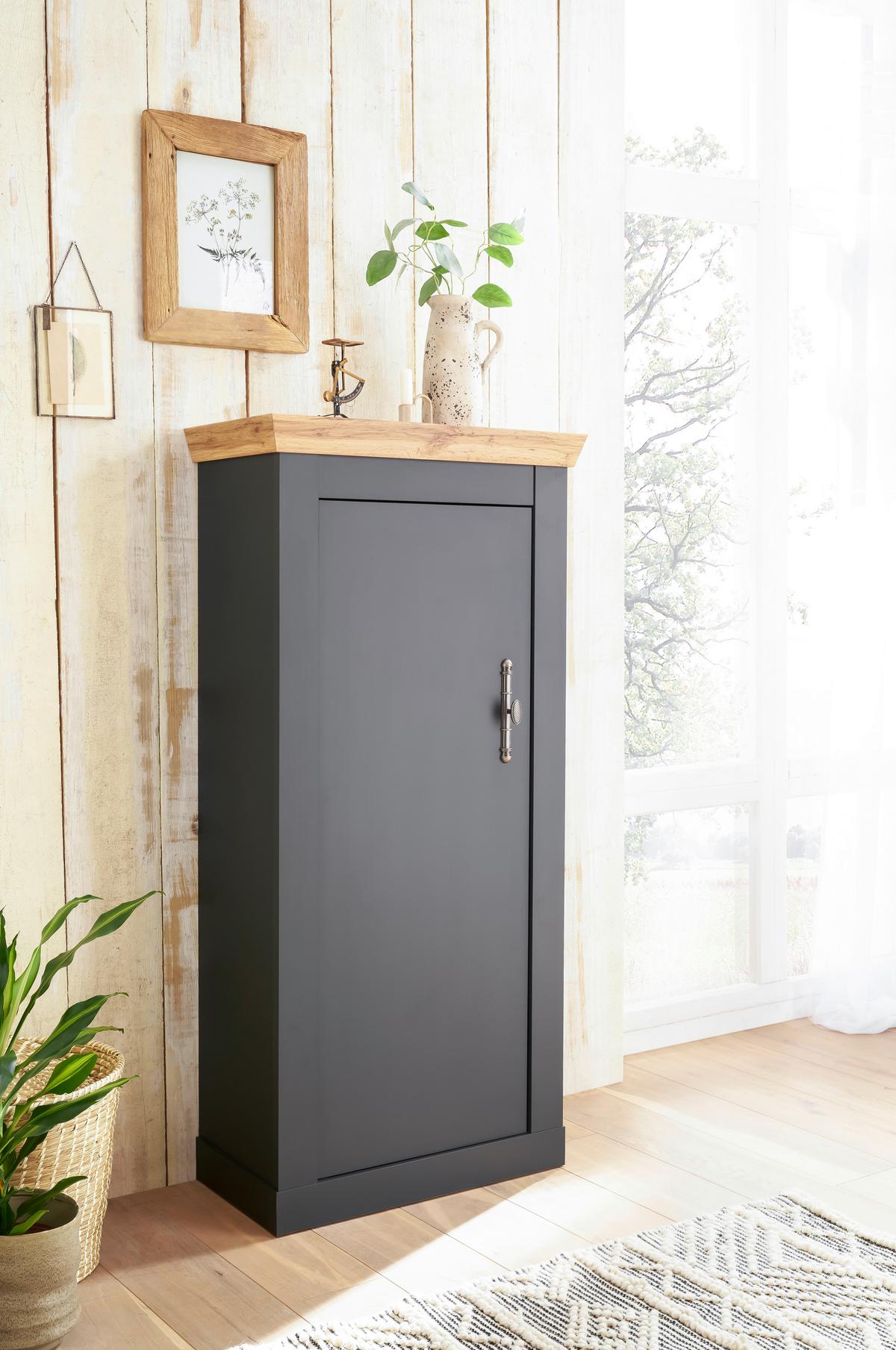 Highboard Catania Anthrazit/Eiche Dekor B: 72cm - Anthrazit/Eiche Wotan, Design, Holzwerkstoff (72/146/38cm) - MID.YOU