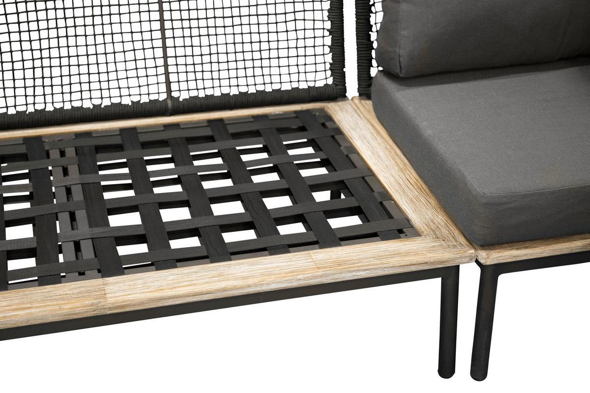 Loungegarnitur 2-Tlg Andorra Kunststoff/Holzdekor mit Kissen - Schwarz, KONVENTIONELL, Kunststoff (90/60/27cm) - Gardenson