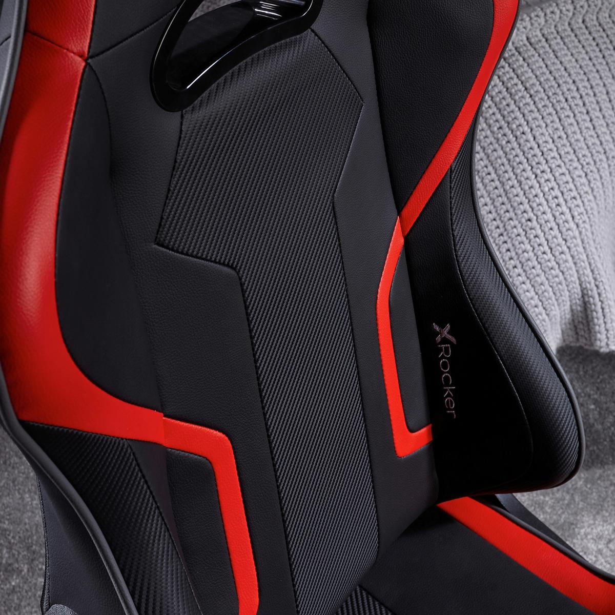 Gamingstuhl Stereo Schwarz, Rot B: 48cm - Rot/Schwarz, MODERN, Leder/Kunststoff (48/109/56cm) - X Rocker