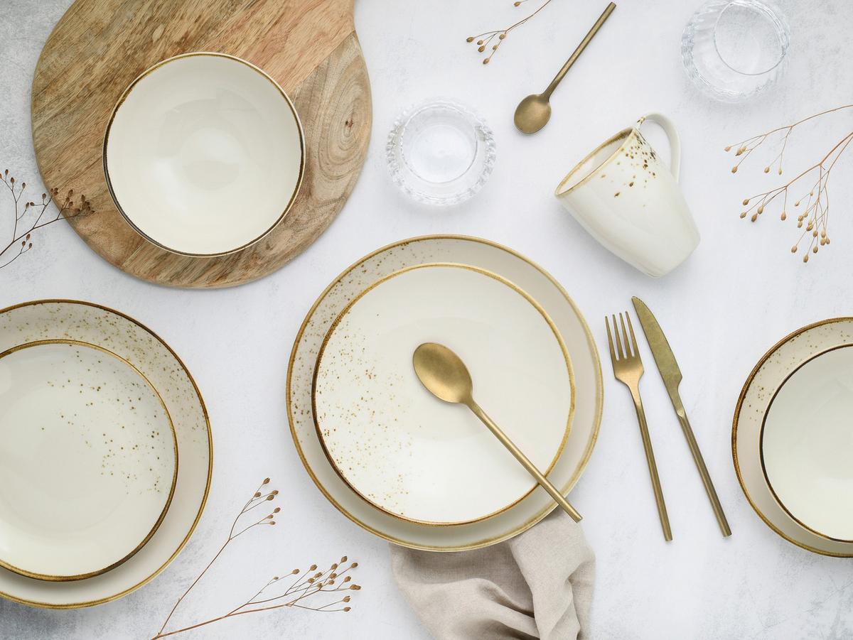 Kombiservice 20-Teilig. Steinzeug, creme - Creme, Basics, Keramik - Creatable