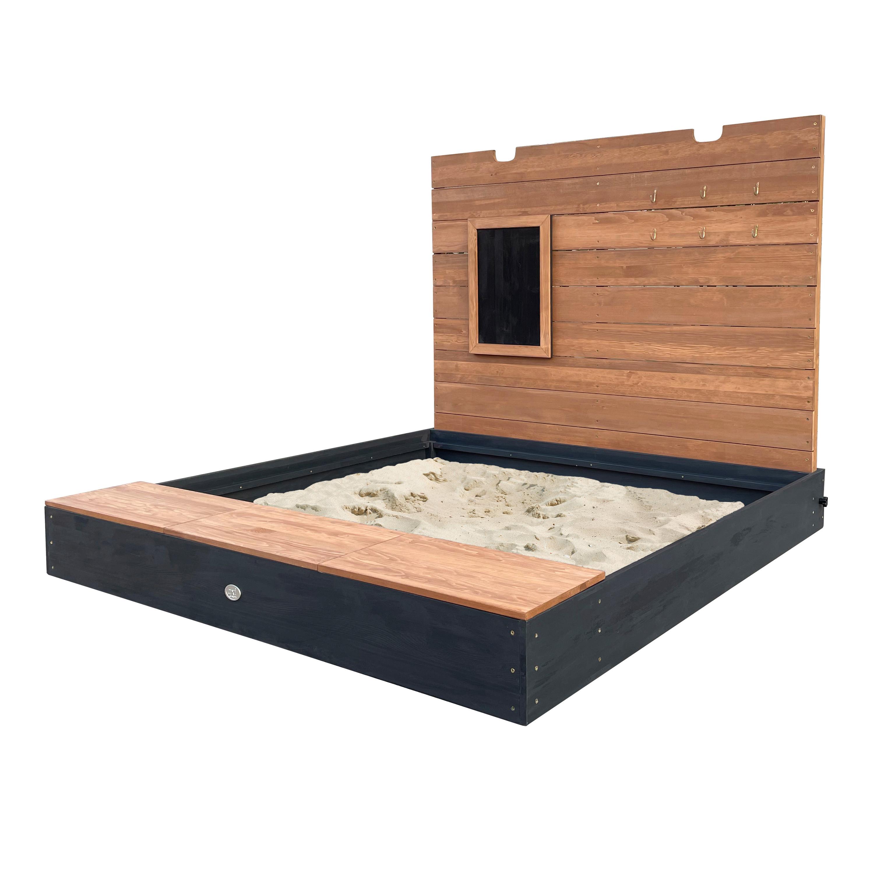 Sandkasten Mandy XXL - Anthrazit/Braun, MODERN, Holz (160/151/122,5cm) - Ambia Garden