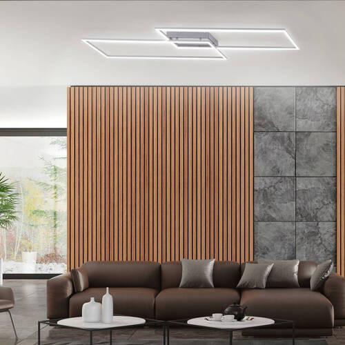 LED-Deckenleuchte Inigo L: 113,20 cm mit Memory-Funktion - Chromfarben/Nickelfarben, Design, Kunststoff/Metall (113,20/24,20/6,80cm) - Paul Neuhaus