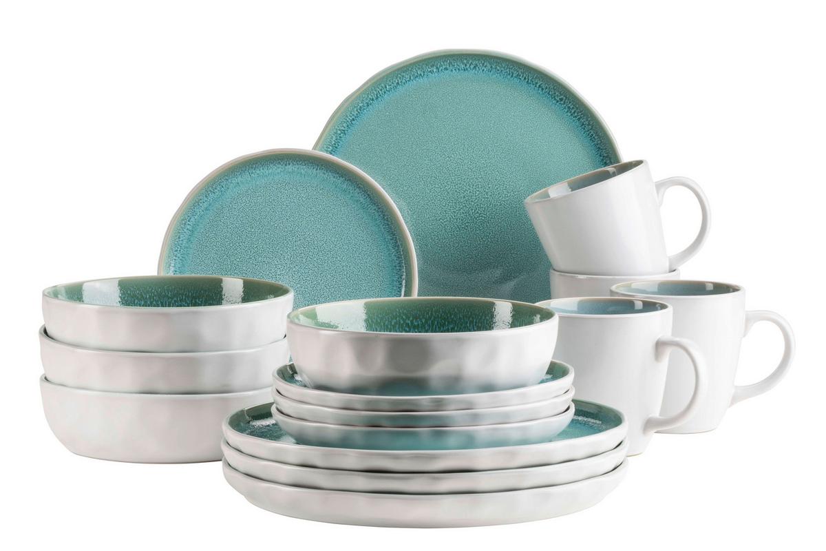 Kombiservice Elea 16-Teilig Steinzeug, Hellgrün, 4 Pers. - Hellgrün, Basics, Keramik - Mäser