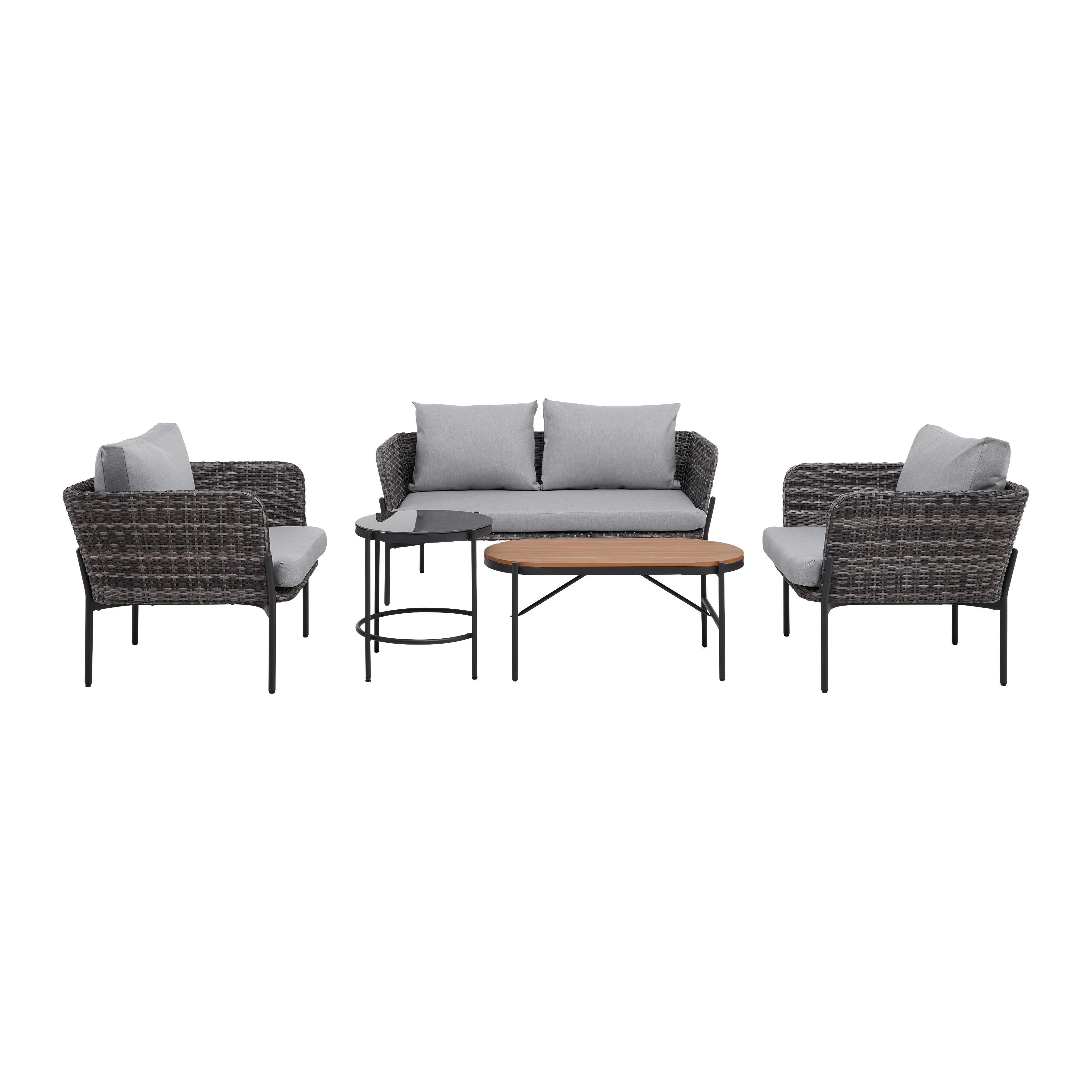 Sedacia Zostava Na Terasu Zophia - prírodné farby/čierna, Moderný, kov/textil - Bessagi Garden