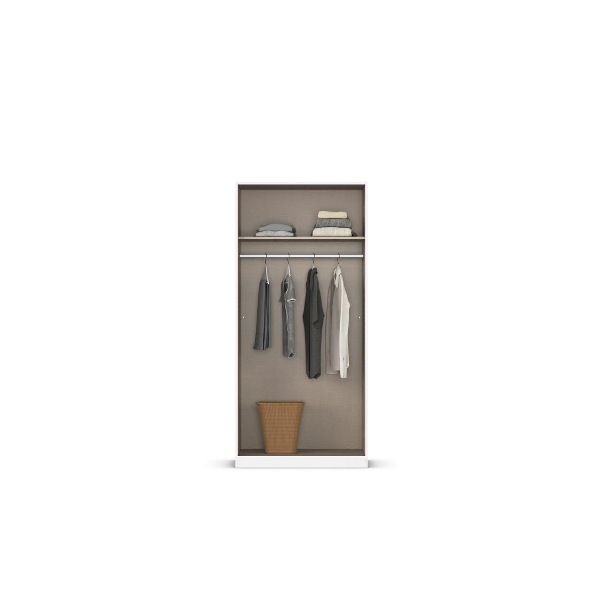 Drehtürenschrank Mit Spiegel 91cm Reflect Alpinweiß - Silberfarben/Weiß, MODERN, Holzwerkstoff (91/210/54cm)
