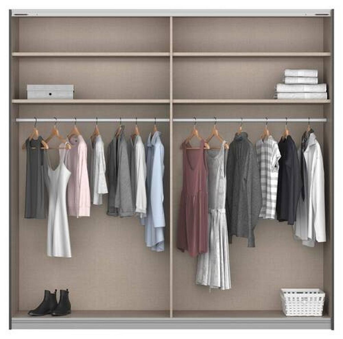 Schwebetürenschrank 226cm Belluno, Grau Metallic - Grau, MODERN, Holzwerkstoff (226/230/62cm) - Rauch Möbel