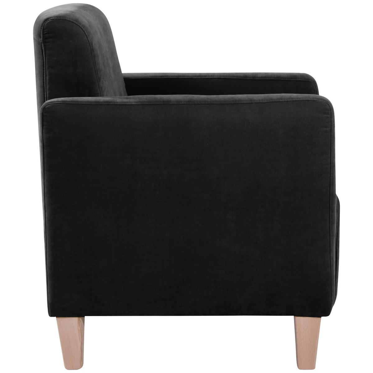 Polstersessel mit Armlehnen Milla Samt Schwarz - Schwarz/Naturfarben, Design, Textil (71/81/70cm) - Max Winzer