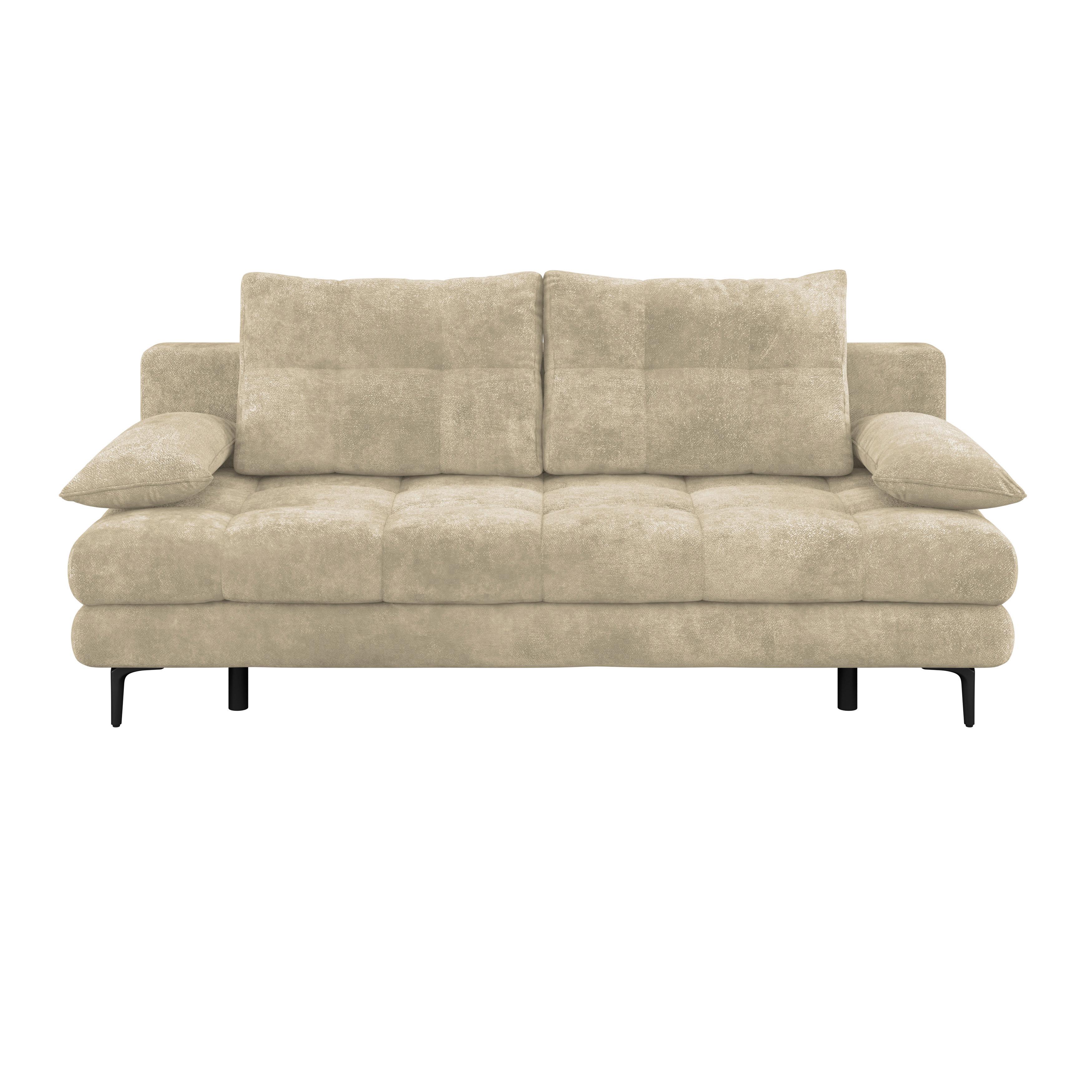 Schlafsofa Perla Beige B: 203 cm - Beige/Schwarz, KONVENTIONELL, Textil (203/94/96cm)