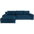 Ecksofa mit Schlaffunktion + Bettkasten Adria, Samt - Dunkelblau, MODERN, Textil (213/308cm) - Luca Bessoni