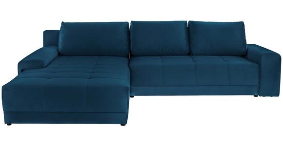 Ecksofa mit Schlaffunktion + Bettkasten Adria, Samt - Dunkelblau, MODERN, Textil (213/308cm) - Luca Bessoni