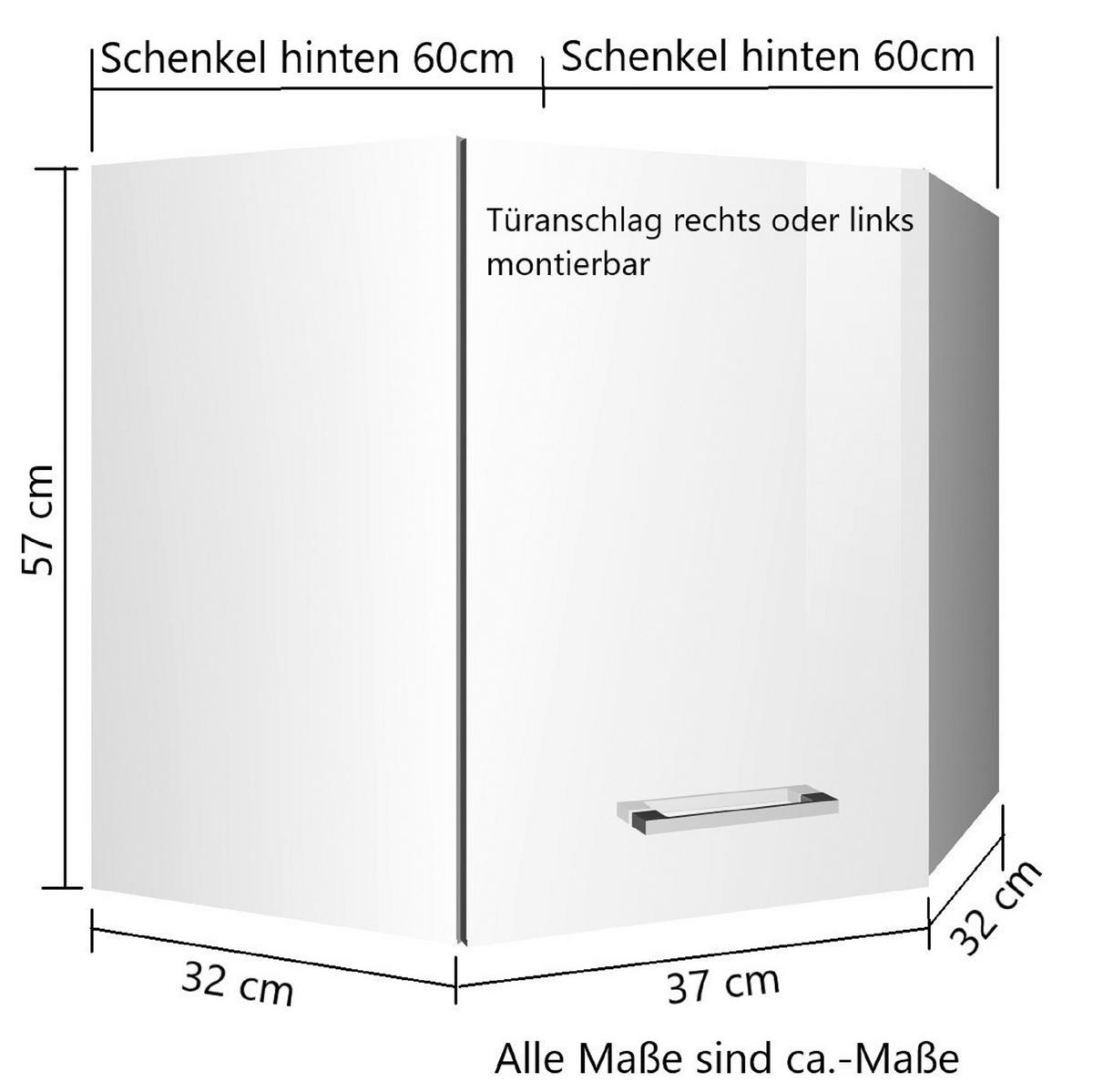 Eckoberschrank Mailand Weiß B: 60 cm - Weiß Hochglanz/Weiß, MODERN, Holzwerkstoff (60/57/60cm) - Held