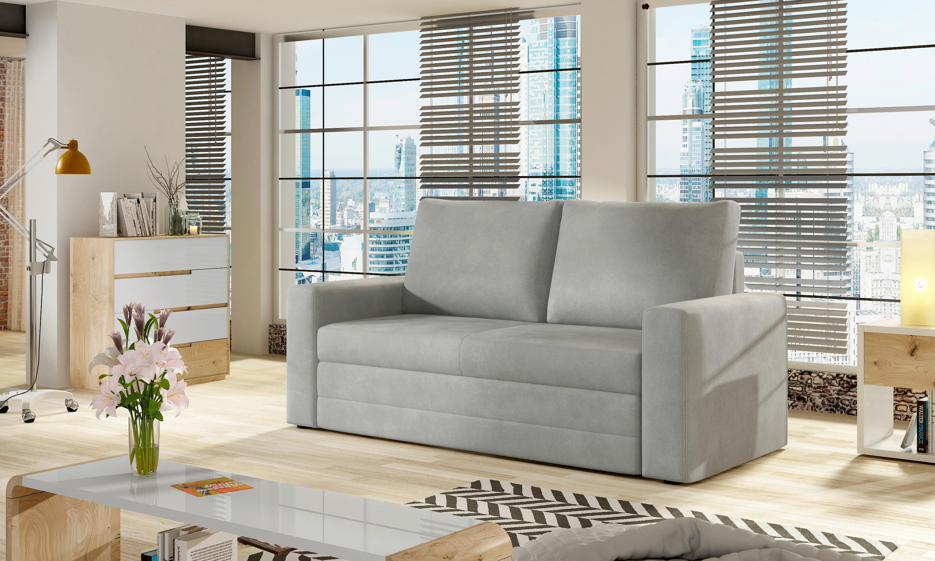 Schlafsofa Wave Hellgrau, B: 150 Cm - Hellgrau/Schwarz, Design, Textil (150/90/90cm) - MID.YOU